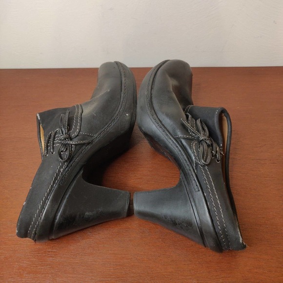 Sbicca Clogs Women's Shoes Black Leather Size 8.5 Block Heel Bow - Picture 5 of 8